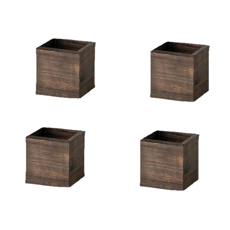 1/2/4PC Small Home Flower Box Table Pencil Holder Bohemian Wooden Planter Wedding Square Rustic Garden