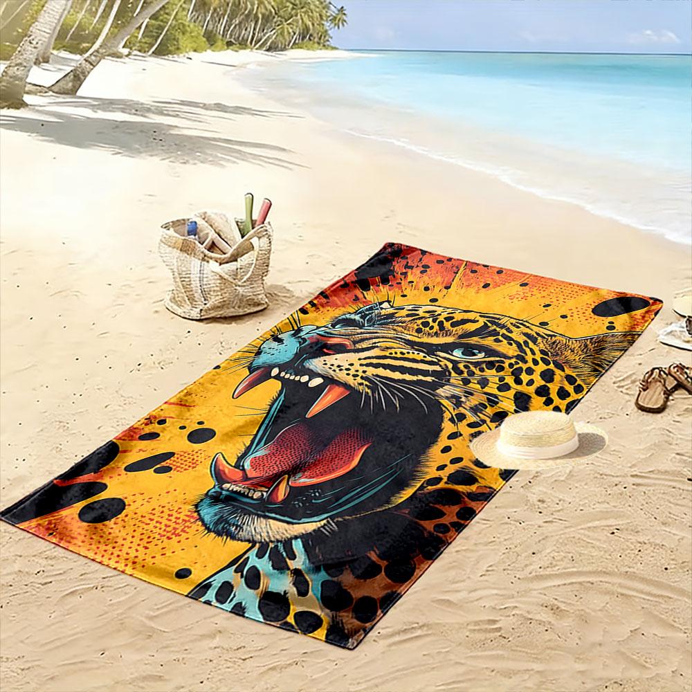 Roaring jungle artistry Print beach towel, quick drying, suitable for travel, outdoor sports, jogging, the beach and swimming, gift