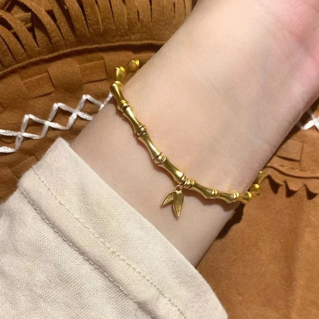 The ancient sand gold bamboo bracelet women's gold store has theThe new Chinese style will not fade for a long time