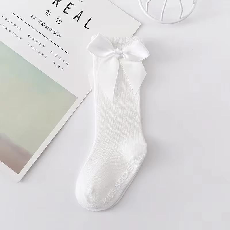 Baby Mädchen Große Schleife Kniehohe Socken Frühling Herbst Kinder Zuhause Mittelwade Prinzessin Bodensocke Kinder Kleinkind Rutschfeste Strümpfe 0-3J