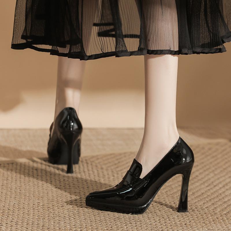 1-1 Autumn new college style pointed head thin heel high heels women's waterproof table not tired feet single shoes women