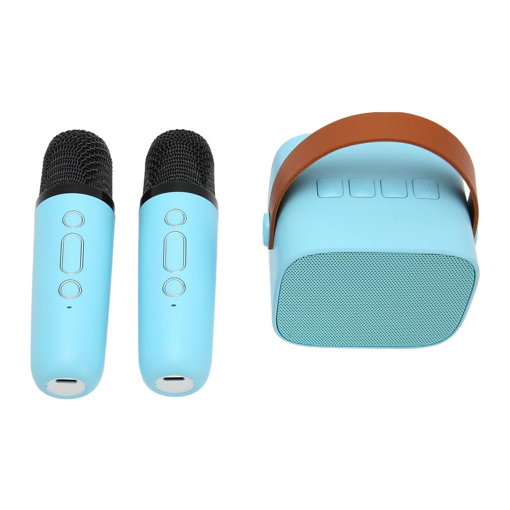 Karaoke Machine Multifunction Stereo Sound Portable   Speaker with 2 Wireless Microphones for Home Party KTV