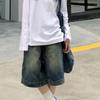 Vintage Baggy Jeansshorts Damen Gewaschen Weites Bein Caprihosen Lässige Barrel Jeans Denimshorts Herren Übergröße