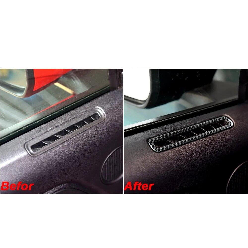 2pcs Carbon Fiber Interior Door Air Condition Vent Outlet Cover Trim AC Vent Cover Accessories For Ford Mustang 2015-