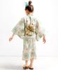 Bee Yukata Set for Easy To Perfect for Festivals and Fireworks with a Shibori Obi and Pink Dahlia Pattern 3-Piece Girls, Summer, Wear, Two-Way Design,