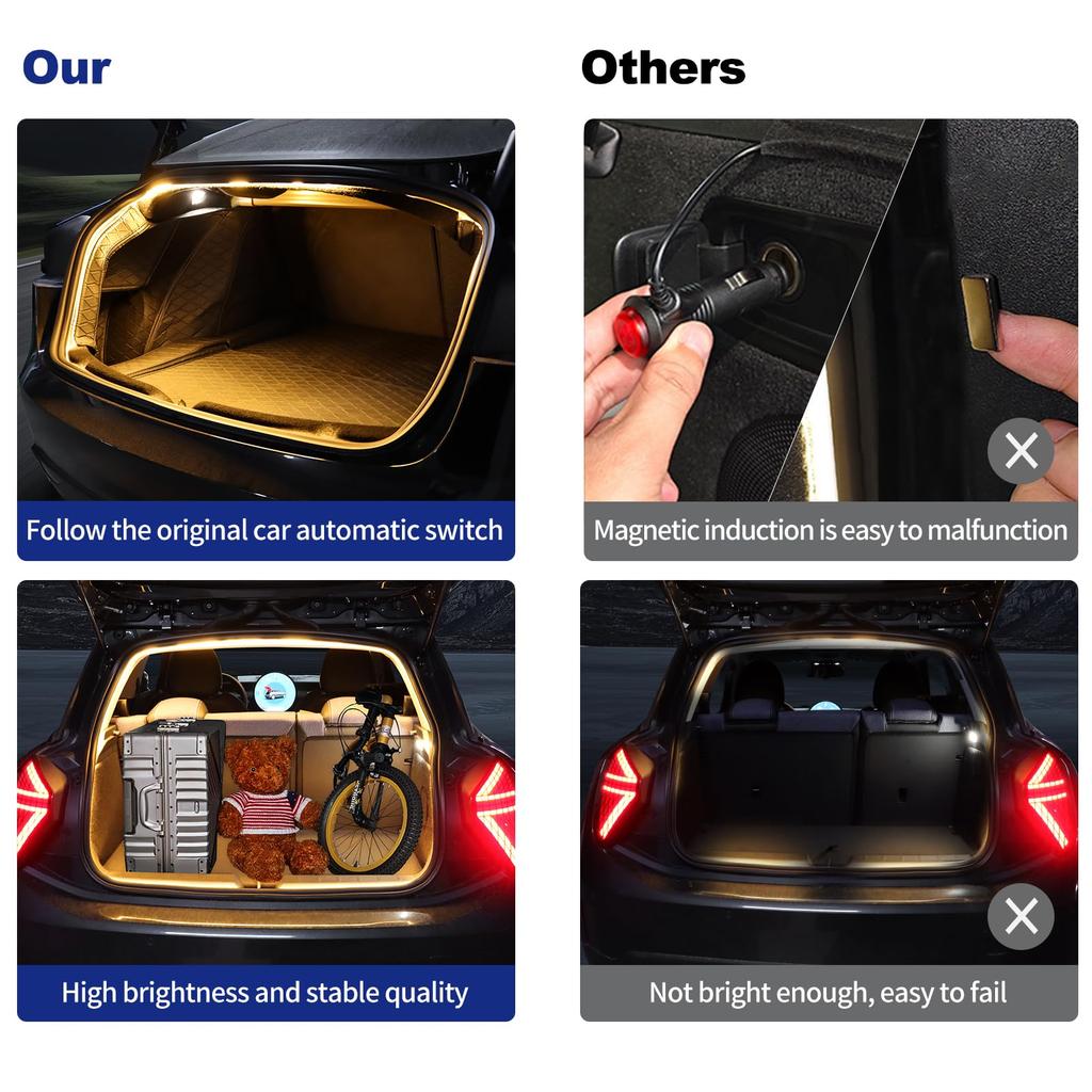 Car High Brightness Trunk Lighting Cuttable Universal Fit LED Rear Trunk Cargo Light Automatic Sensing Tailgate Light Strip
