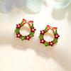 Unique Christmas Wreath Stud Earrings for Women - Festive 2025 New Year Gift