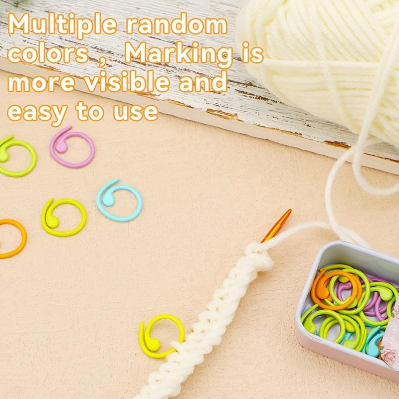 50Pcs Colorful Crochet Stitch Markers Kit Metal Crochet Stitch Markers for Crocheting Clothing Tag DIY Craft with Storage Box