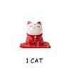 2 pcs 4 inch Ceramic Fortune Cat Red Maneki-Neko Statue Porcelain Lucky Cats Coin Bank Feng Shui Ornament Home Office Decoration
