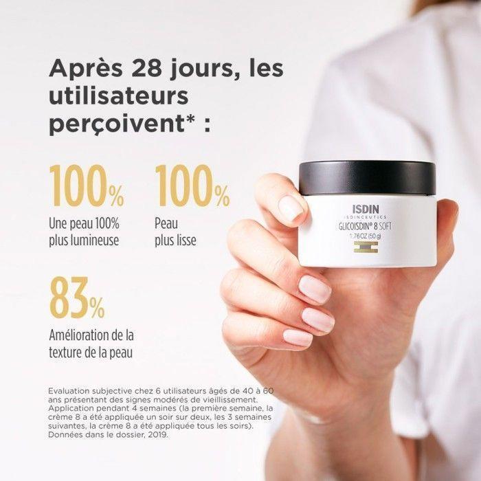 Crème pour le visage - Isdin - Glicoisdin 8 Soft - 50g - Tous types de peau - Texture crème