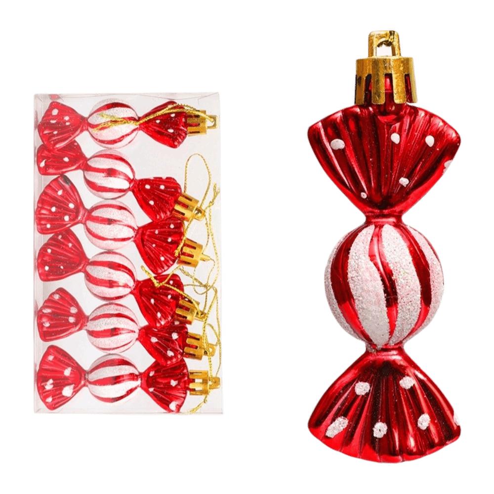 6Pcs Decorative Xmas Tree Hanging Decorations Multicolor Christmas Candy Pendants New Year