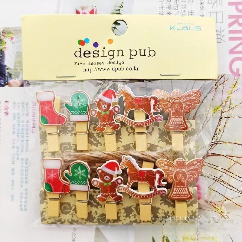 Flowers Peach Blossom Kindergarten Hanging Photos Wall Flower Shop Floral Art Cards Small Wooden Clips