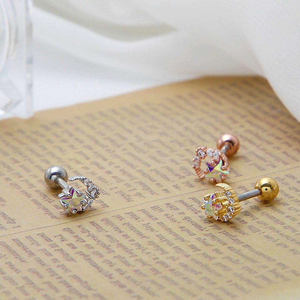 [1+1] Fashion Piercing Bling Moon 3 Types, Choose 1, One Side for Sale