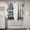 2PCS Digital Print Curtains, Nautical Ship Compass Wood Grain, Coastal Vintage