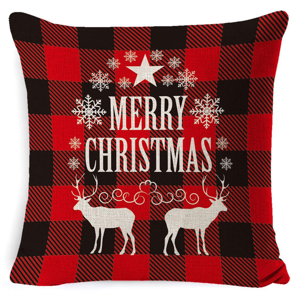 Christmas Pillow Cover Home Sofa Cushion Elk Letter Print Cushion Cover Christmas Atmosphere