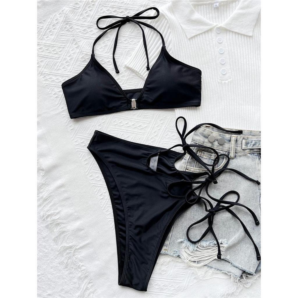 Asymmetrischer Cut-Out-Riemchen-Bikini mit hoher Taille, weiblicher Badeanzug, Damen-Bademode, zweiteiliger Bikini-Set, Badender, Badeanzug
