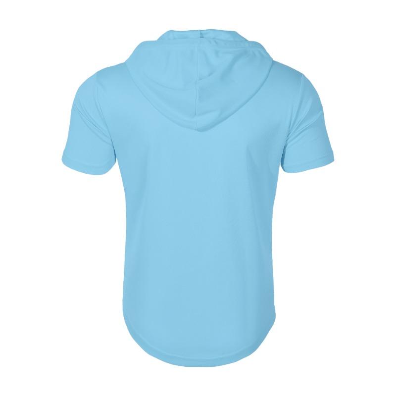 Summer New Men's Hooded Sports Fitness Versatile Casual Short Sleeved T Shirt