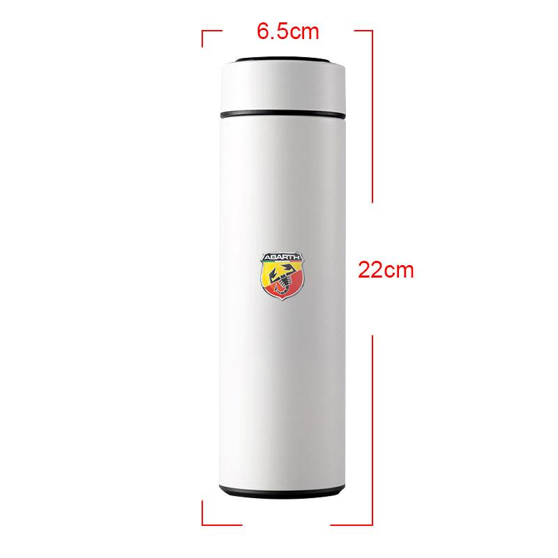 500ml Edelstahl Auto Emblem Intelligente Temperatur Tasse Kaffeetasse für Fiat Abbas 500 Punto 124 125 500 Bravo Stilo Panda Abarth Tipo Viaggio