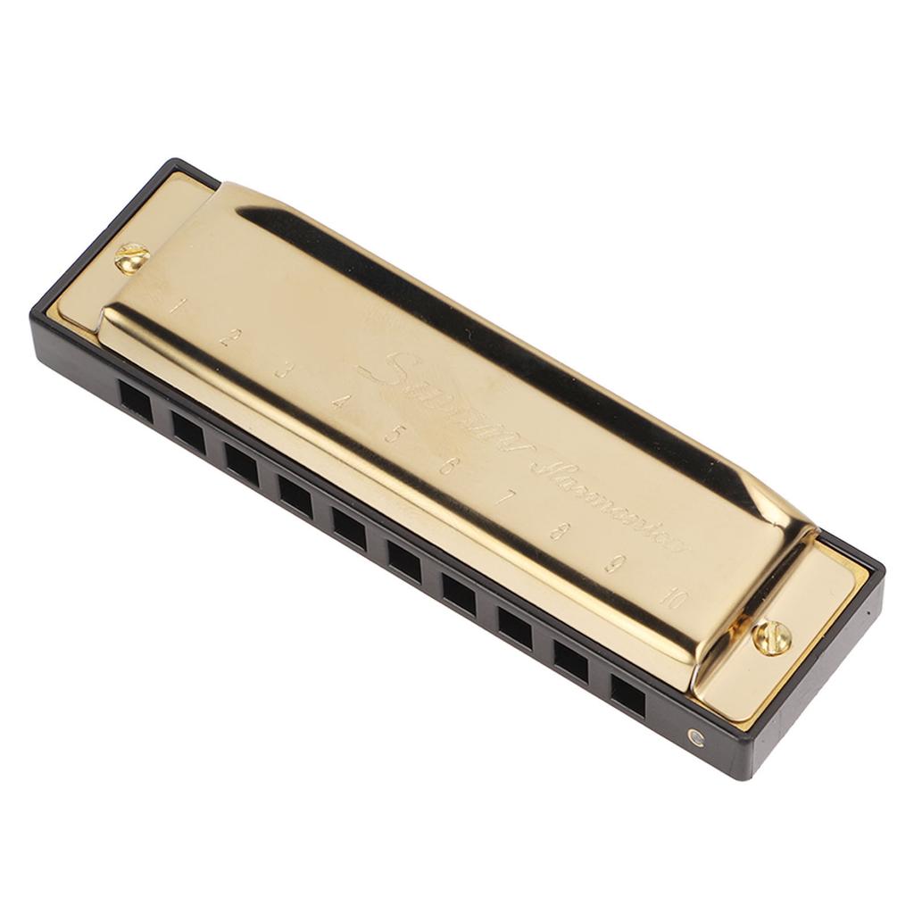 Krompläterad Kopparplatta Gyllene 10 Hål 20 Toner C-tonart Munorgel Instrument för