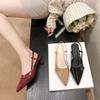 Fashion pointed high heels 2025 summer new high-end patent leather single shoes women wear thin heels bag head sandals tide
