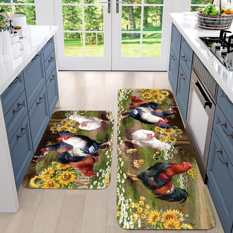 Rooster Sunflower Kitchens Mat Home Decor Non-Slip Hallway Balcony Laundry Rugs Bedroom Doormat Bathrooms Foot Pad Decor