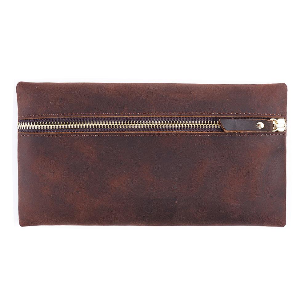 Fromthenon Crazy Horse Leather Retro Zipper Pen Case Portable Storage Bag Large Capacity Pencil Case Customizable Business Gifts