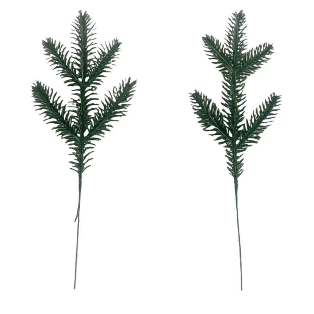 100pcs Simulated 5-Pronged Christmas Plastic Pine Needles Artificial Pine Branches Green Plants Christmas Tree Home Decoration Photography Props
