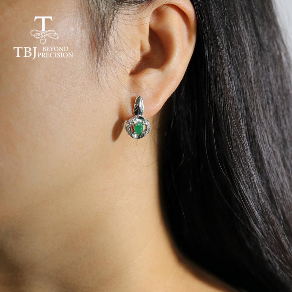 Natural Zambia Emerald Clasp Earring Oval 4*6mm Green Natural Gemstone Fine Jewelry 925 Sterling Silver for Women
