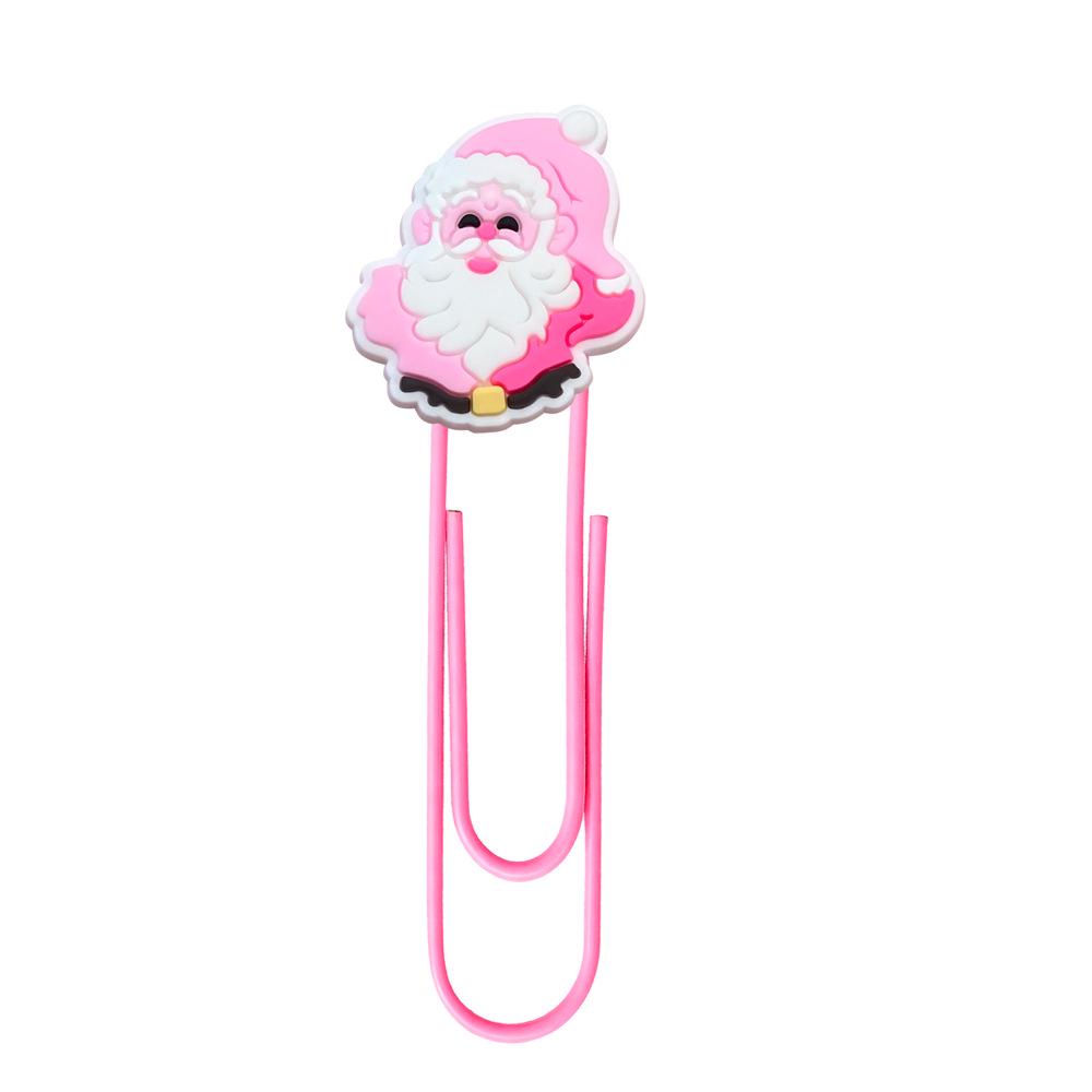 Pink Cartoon Christmas Bookmark Clips - Cute, Large, Colored Page Markers for Office Supplies