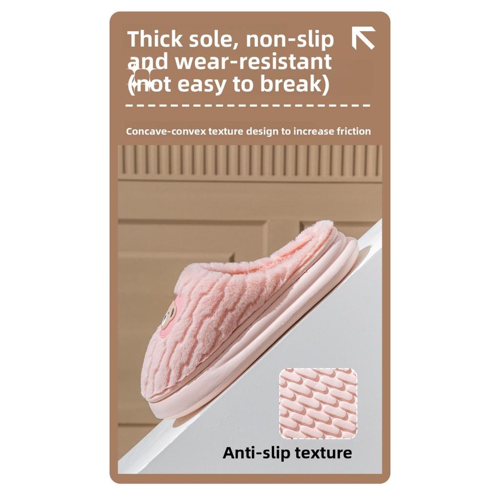 Winter Home Warmth Bag with Cotton Slippers Cute Cartoon Indoor Home Cotton Slippers