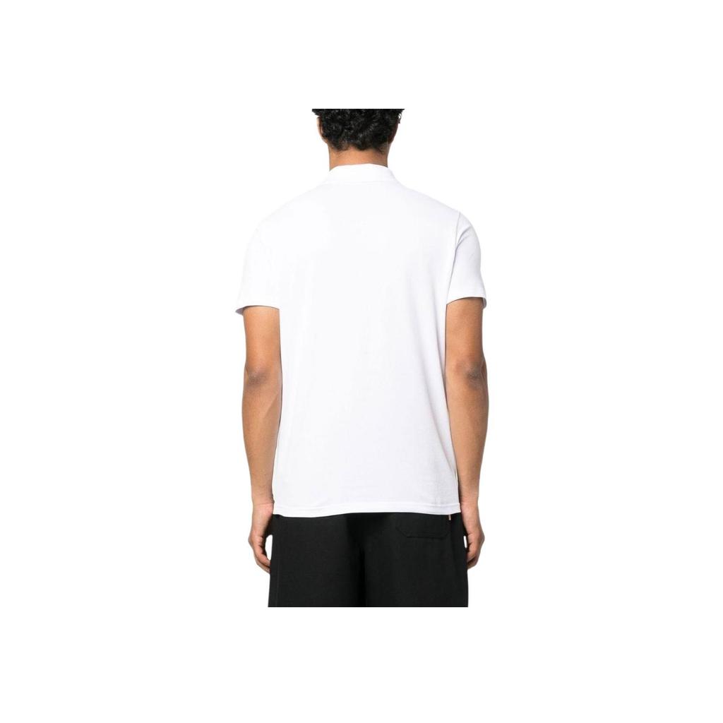 Moncler Monochrome Half-Zip Fitted Short Sleeve Polo Shirt Men tops White I10918A00008899P0001