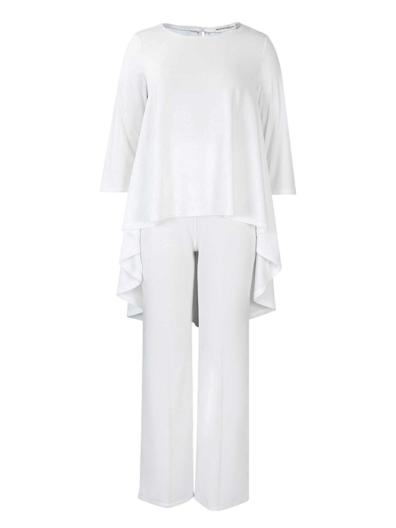 

Женская мода в европейском и американском стиле, комплект из топа с длинными рукавами и широких брюк больших размеров XXL