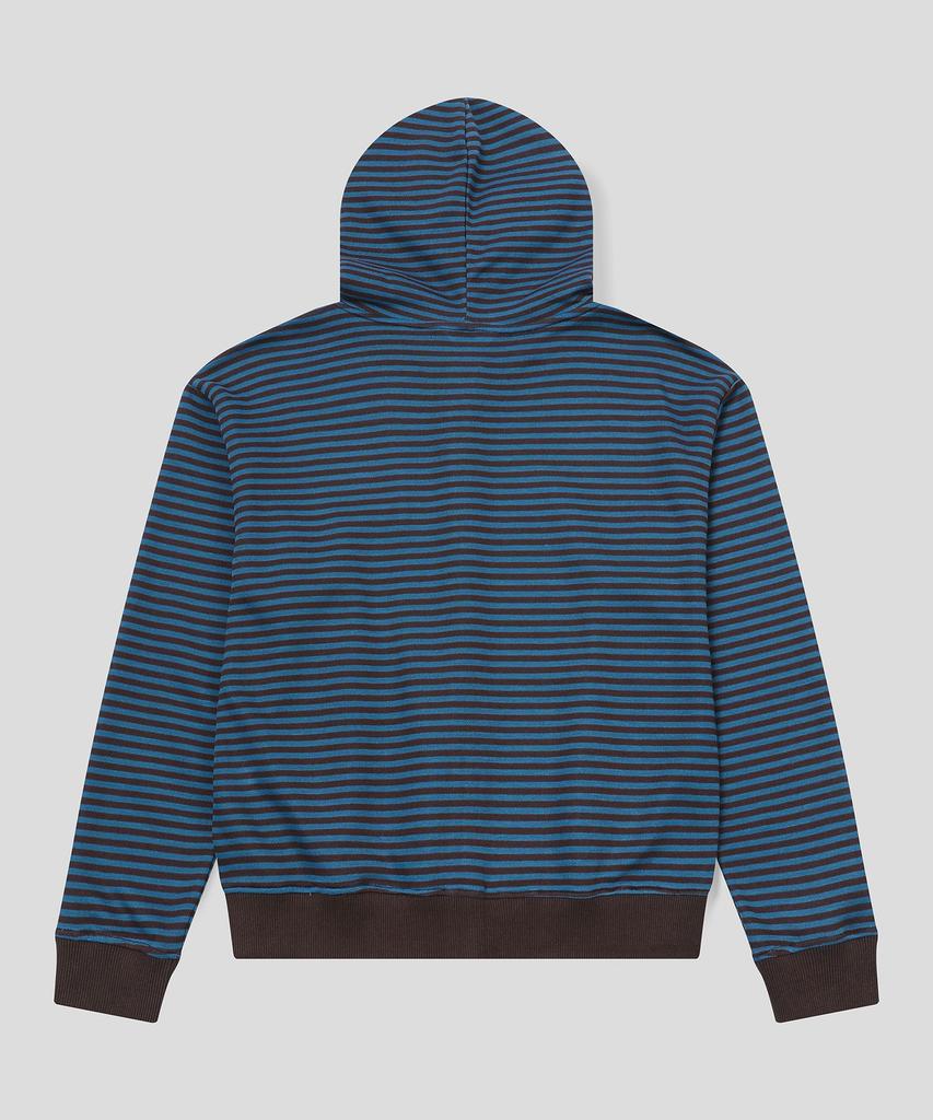Slow Record House Striped Knit Zip-Up Hoodie_Blue