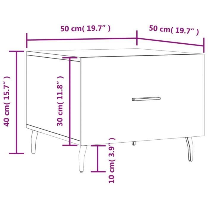 VidaXL Table basse Chêne sonoma 50x50x40 cm Bois d'ingénierie 829434