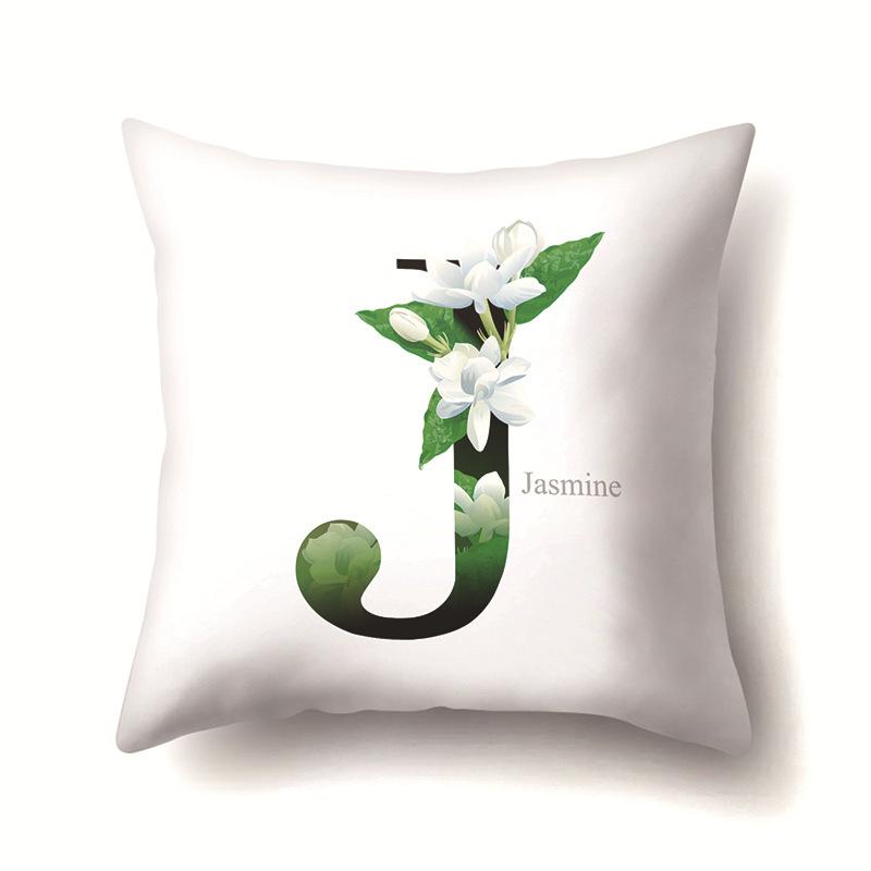 Leaf Sunflower Plant Letter Print Pattern Cushion Cover Home Living Room Sofa Decoration Square Polyester Pillow Pillow Cover