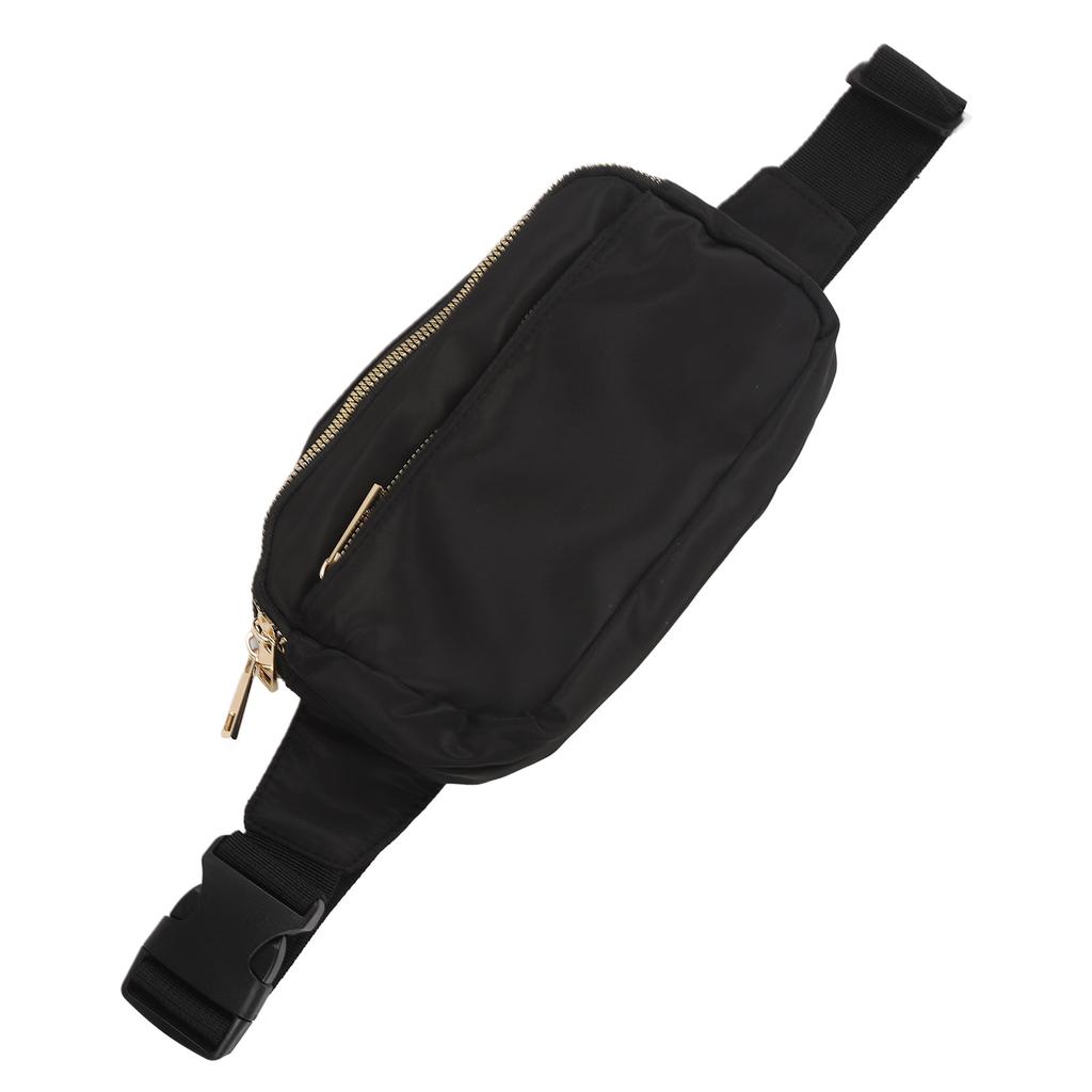 Outdoor Sports Waist Bag Black Fashionable Water Resistant Zipper Chest Messenger Bag for Hiking Black 7.1 X 5.1 X 2.2in