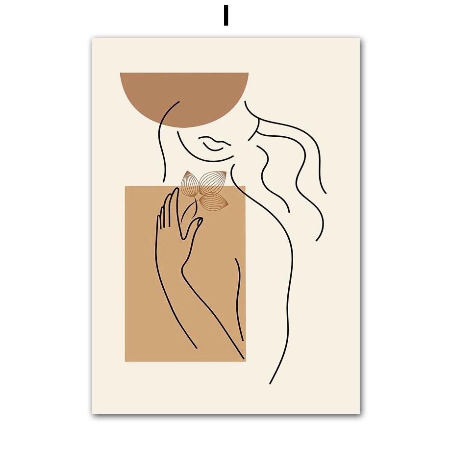 Line Leaves Sun Rainbow Body Abstract Boho Art Canvas Painting Gallery Posters And Prints Wall Pictures For Living Room Decor