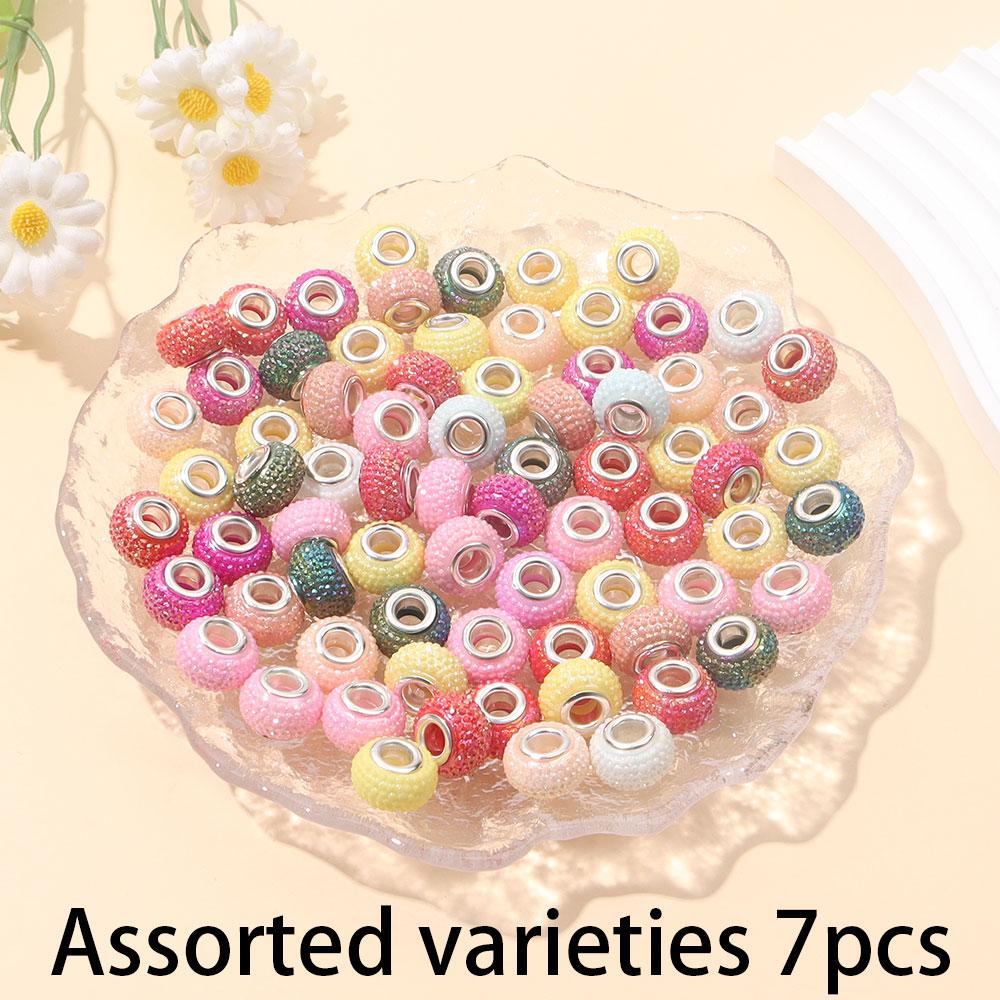 

7/14/21 шт. смоляной материал европейские бусины с большими отверстиями, бусины с большими отверстиями, декоративные бусины и бусины, европейские аксессуары для самостоятельного изготовления, браслет, ожерелье 7pcs