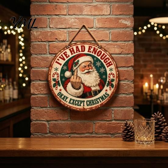 DIY Holiday Gift Accessories Santa Christmas Metal Hanging Sign, This Is My Merry Place Xmas Wall Party Fireplace Decor Plaque, Ornament for