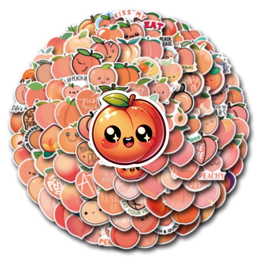 110 Fruit Peach Graffiti Style Waterproof Stickers for Skateboards, Luggage, and Journals
