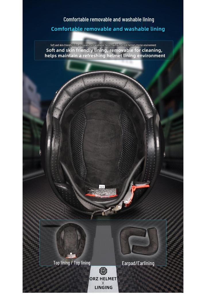 Carbon Fiber Retro Half Helmet for Men and Women - Electric Scooter & Outdoor Riding