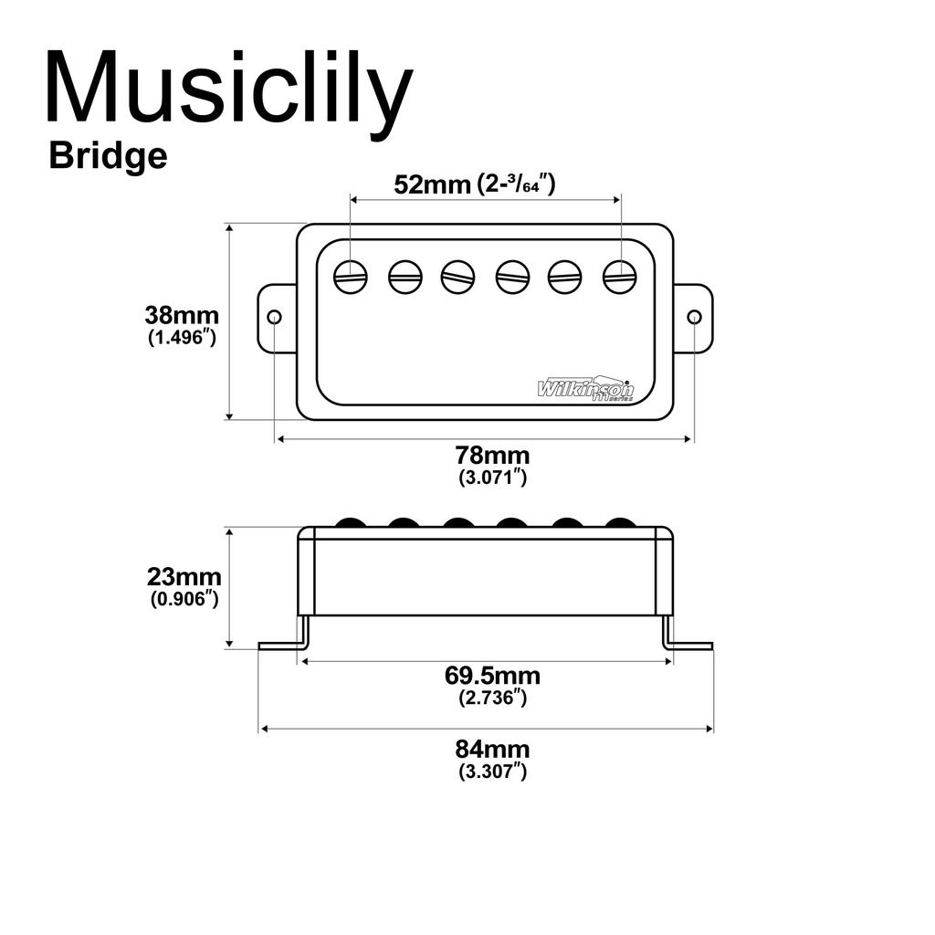 Wilkinson WOCHB Ceramic PAF Humbucker Pickup with PU Bridge for Les Paul SG Electric Guitar, Gold