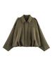 Women's Suede Bomber Jacket with Turn-Down Collar & Zipper/Button Closure - 2025 Spring/Autumn Collection