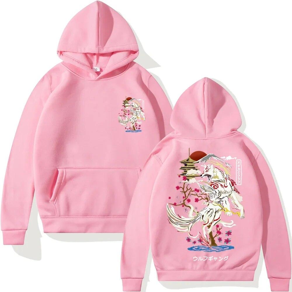 Sudadera con capucha de Anime japonés Unisex ropa de calle con estampado de lobo de dibujos animados Harajuku Unisexga gran tam
