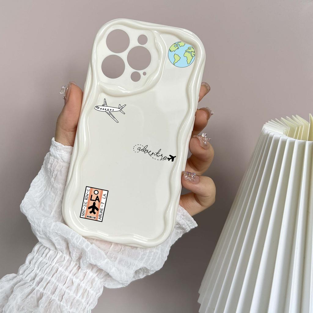 N68 Airplane flight trajectory art Soft Wavy Phone Cases for iPhone 14 Pro Max 13 mini 15 Plus XR 7 8 6 XS Max 12 11 Protective Bumper Cover