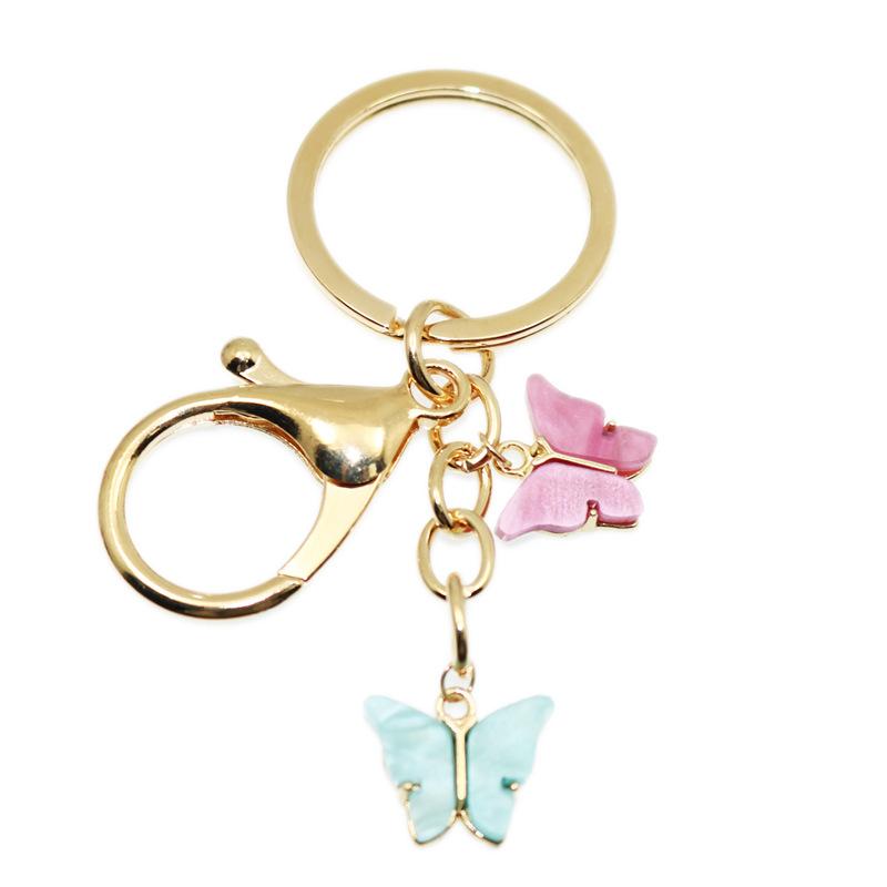 Cute Colorful Butterfly KeyChains Bag Charm Cell Phone Accessory Preppy Schoolbag Pendant Key Rings Christmas Xmas Jewelry Gifts