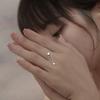 Heart Chain Ring Elegant Charm Rings Finger Gift For Women Adjustable Ring