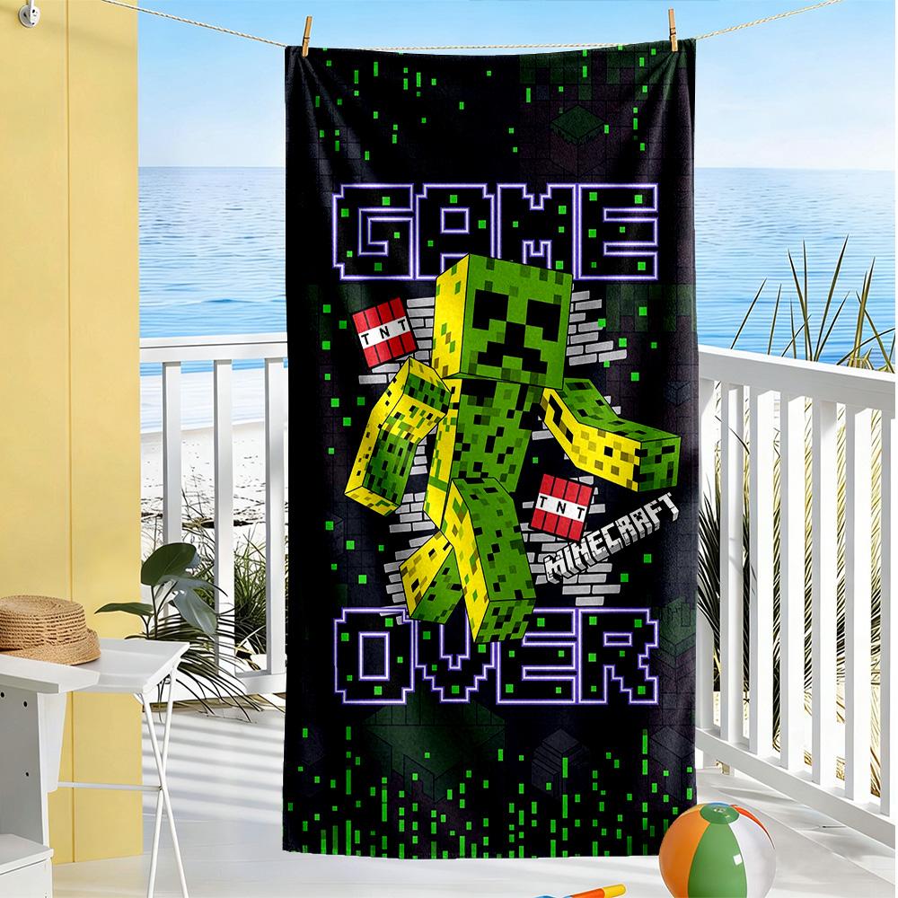 Minecraft Beach Towel Super Soft Microfiber Quickdry Fabric Comfortable Lightweight Perfect for Traveling Yoga Camping and Swimming
