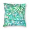 Turquoise Green Palm Leaves Square Pillowcase Polyester Linen Velvet Pattern Decor Throw Pillow Case Home Cushion Cover X