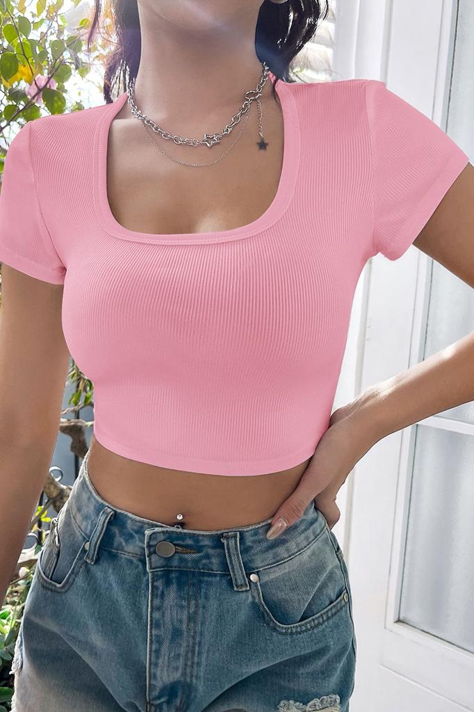 Frauen Mode Neue Bluse Weibliche Schwarz Halbe Hülse Gerade Kragen Crop Top Bluse